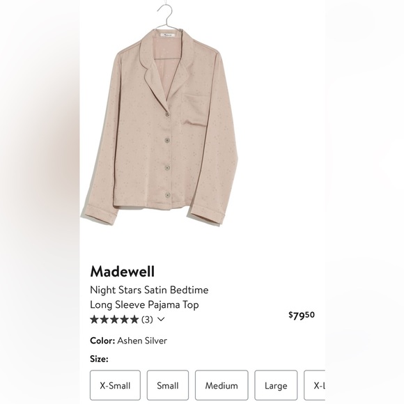 Madewell Night Stars Satin Bedtime Long-Sleeve Pajama Top - Picture 6 of 11